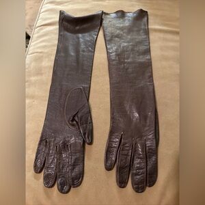 Vintage Franklin Simon Size S 6.5 Soft Brown Leather 16” Long OperaFormal Gloves